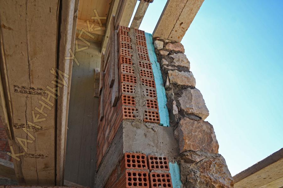 Пирог стены каркасно-каменно-кирпичного дома